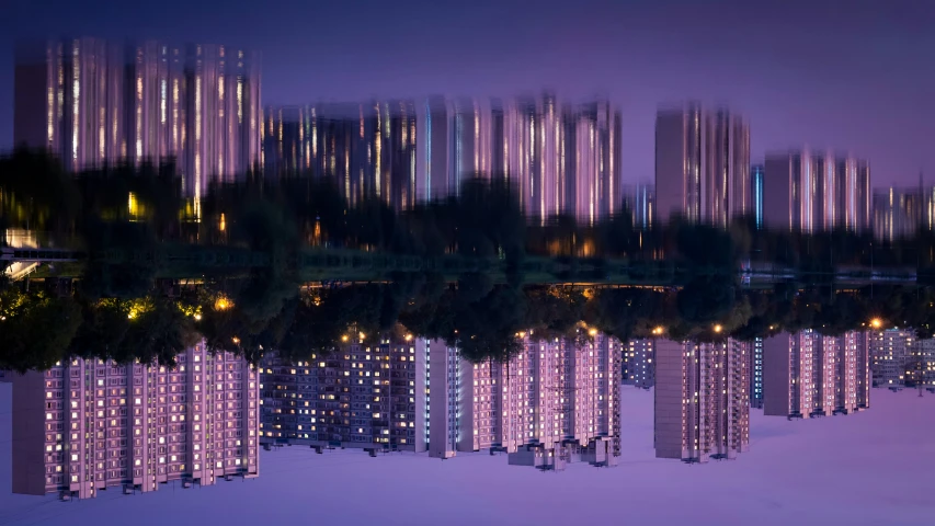 some tall buildings sitting next to each other near the water