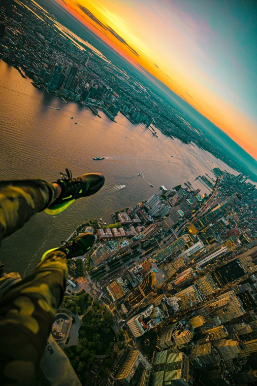 looking down at an aerial view of a city