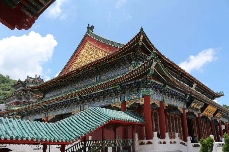 ornate asian style roof in the middle of a building