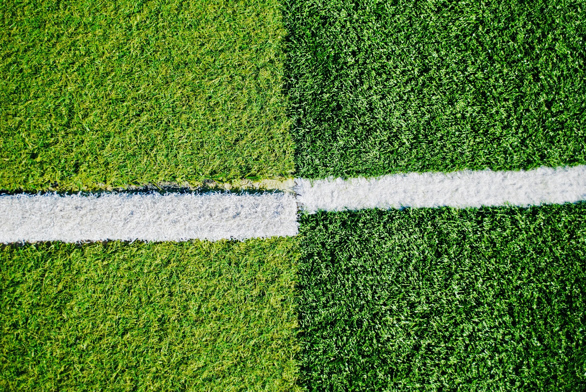 the top of two lines of the grass are marked with white thread