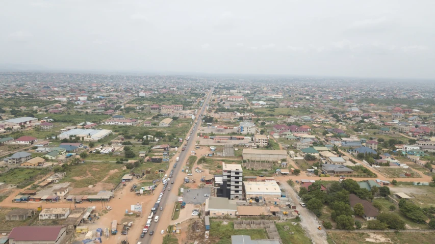 a big city with small streets on both sides of it