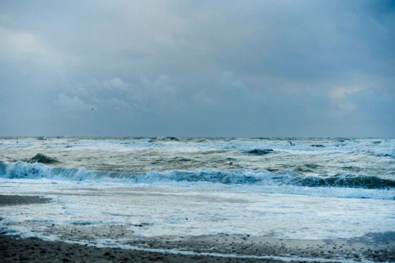 the waves and sky are very choppy