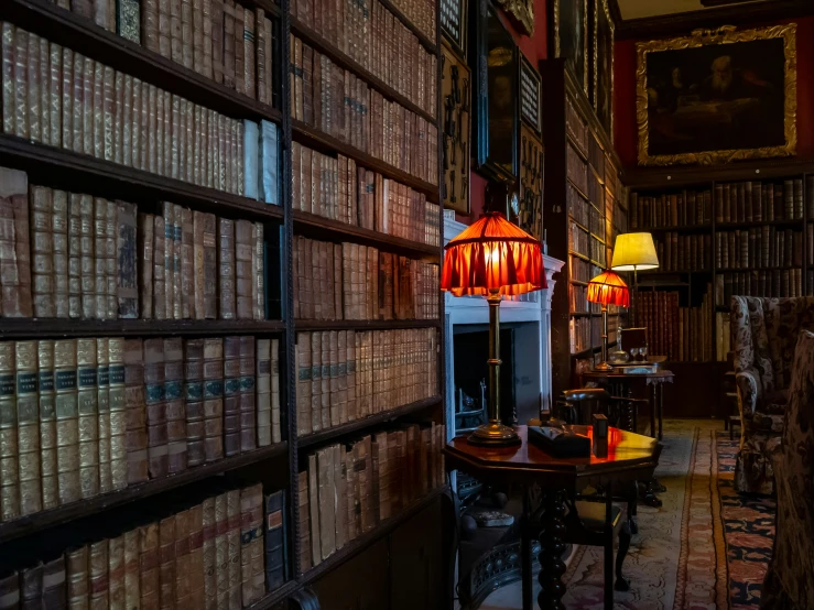 an old liry full of books and bookshelves