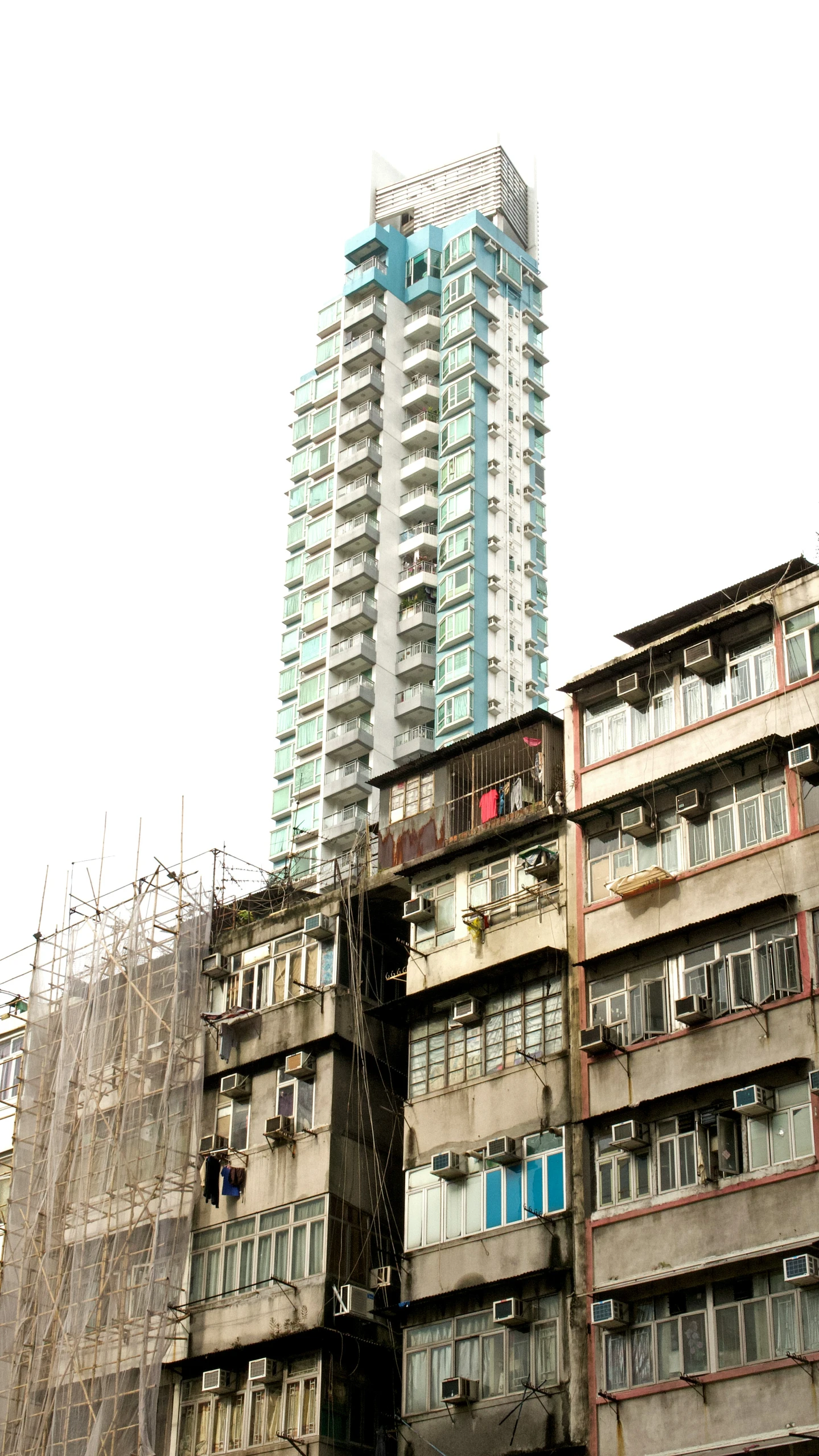 several windows are missing on some tall buildings