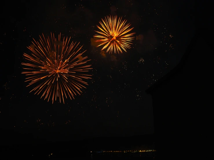 several colorful fireworks exploding in the sky at night