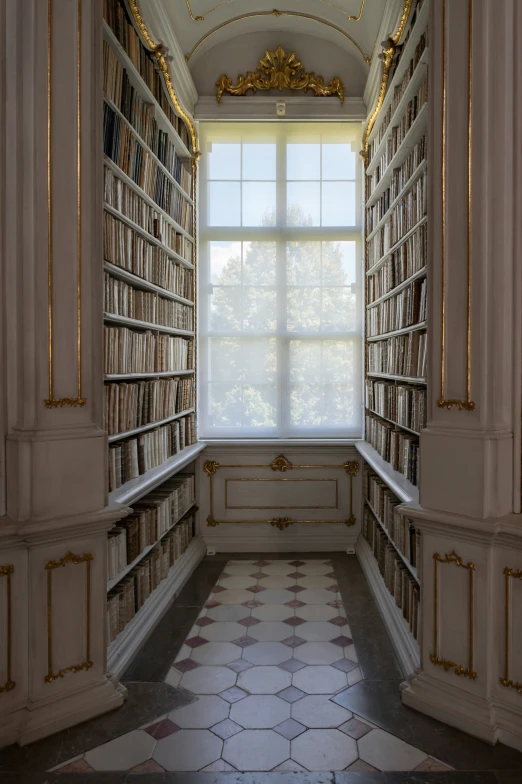 a large room with a liry full of books