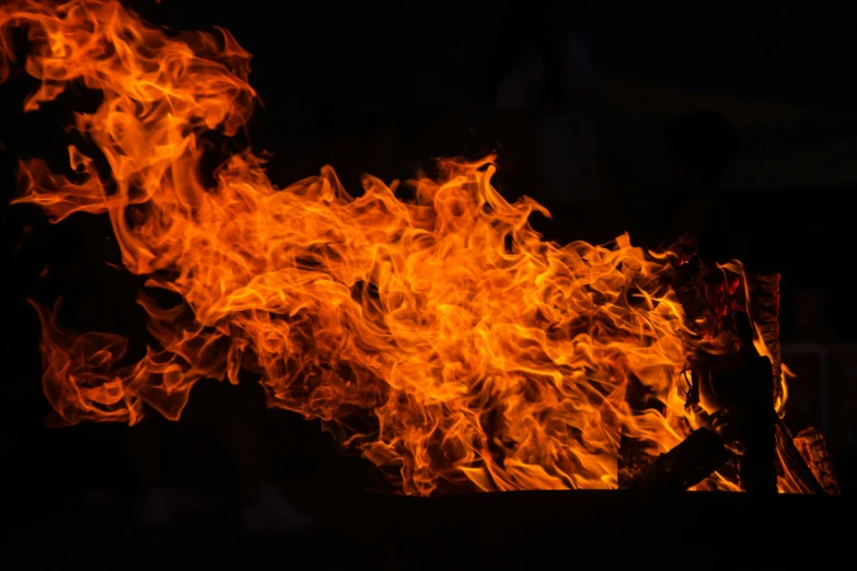 close up view of flames in the dark