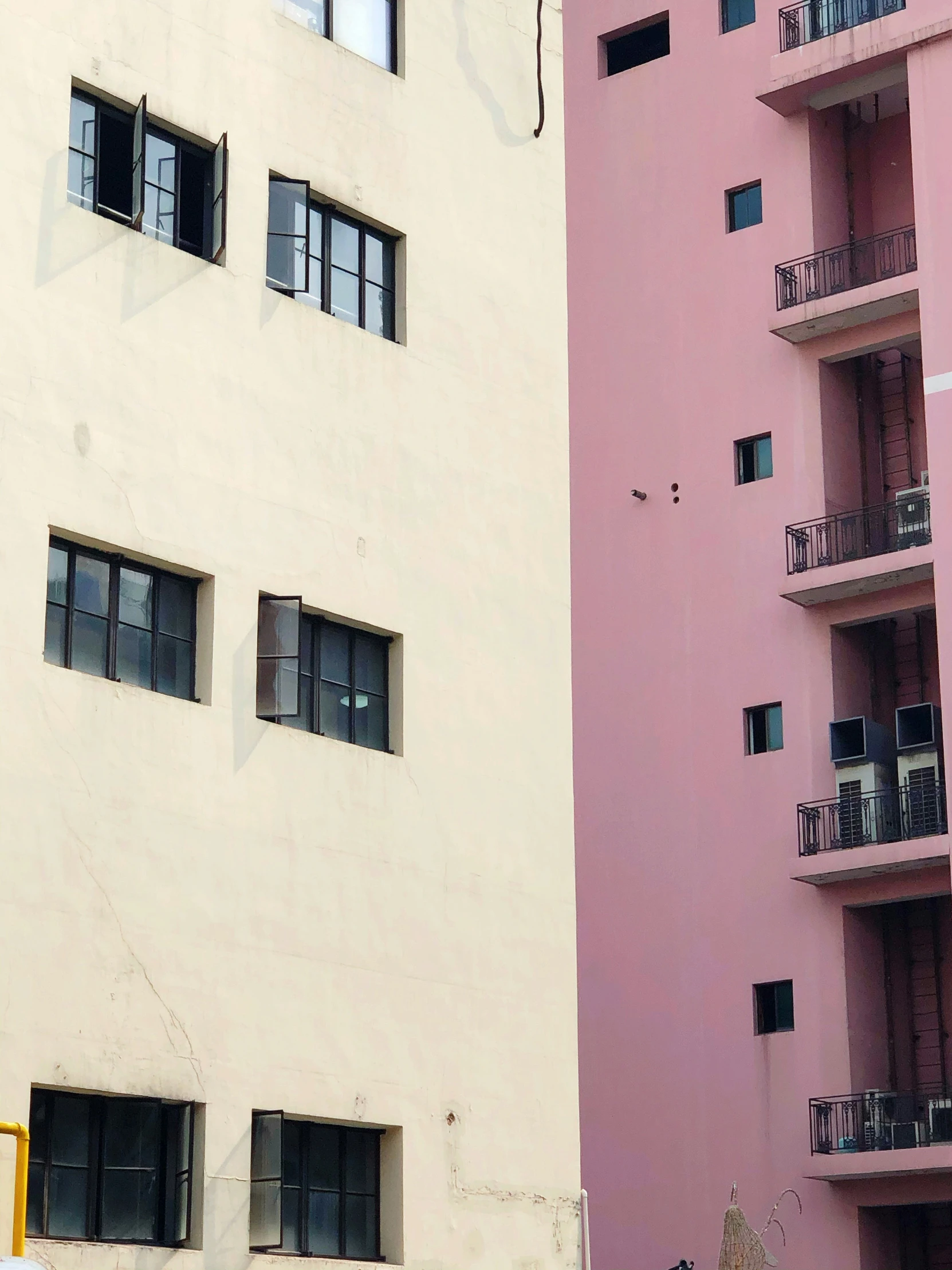 a pink building and pink white building