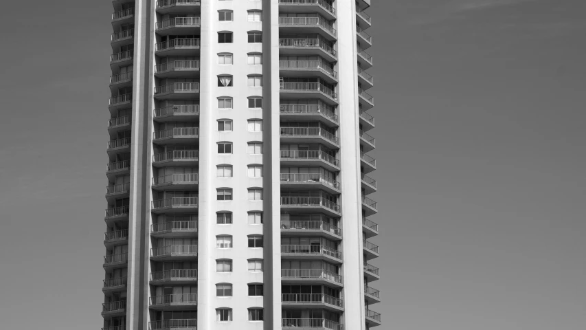 black and white pograph of a building in an urban area