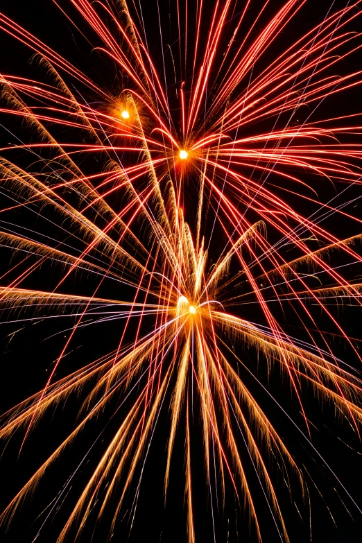 fireworks with sparks lit up the sky at night
