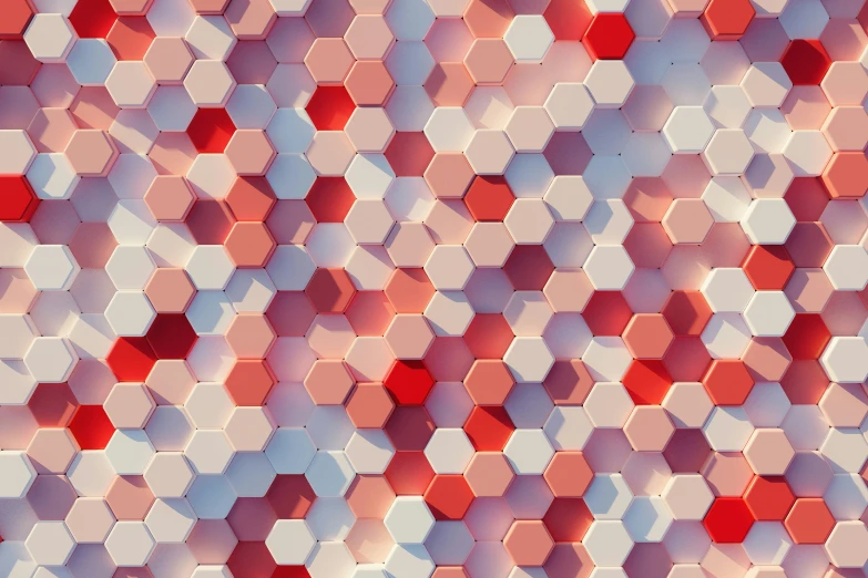 a red and white background that resembles cubes