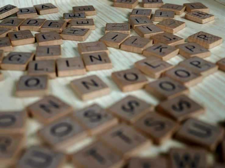 there are many wooden type words written in the table