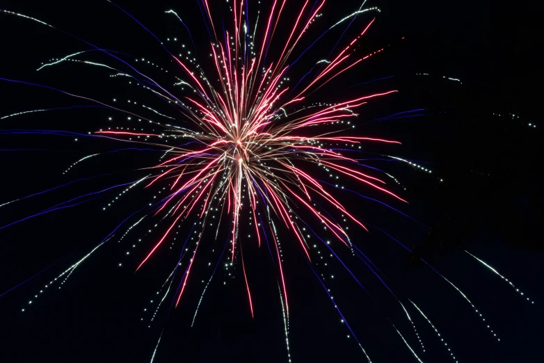 the large fireworks are glowing brightly in the sky