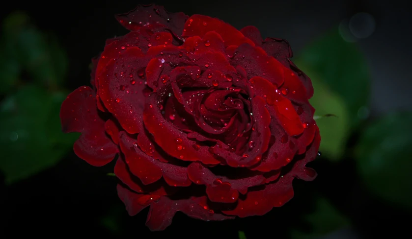 a red rose with water drops on it