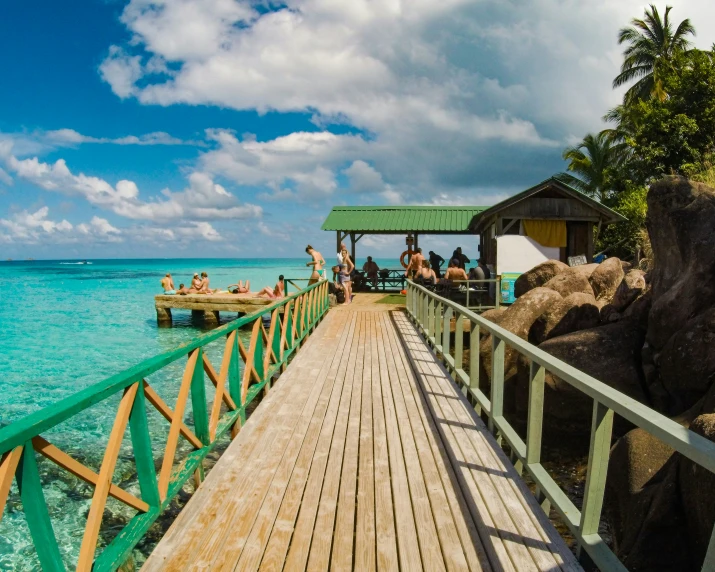 some people that are on a pier with a boat