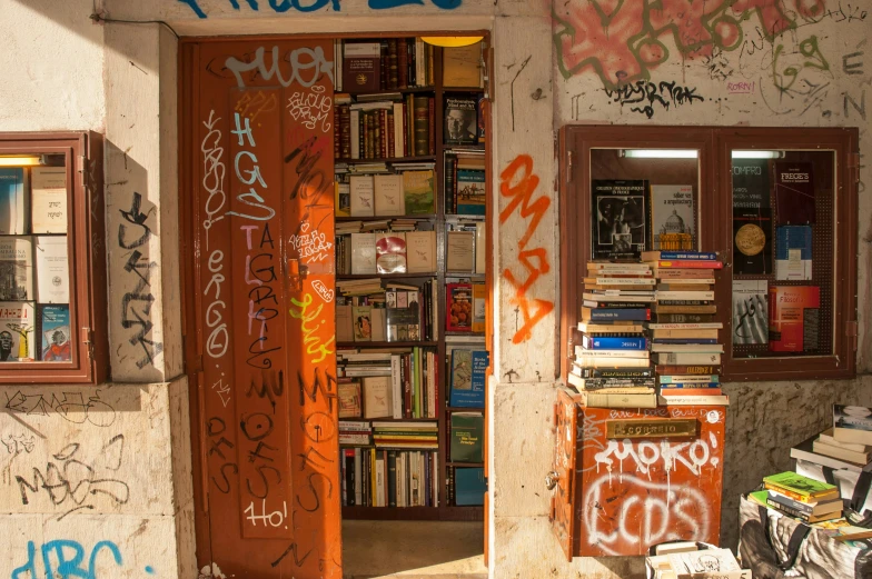 a door that has a bunch of books inside of it