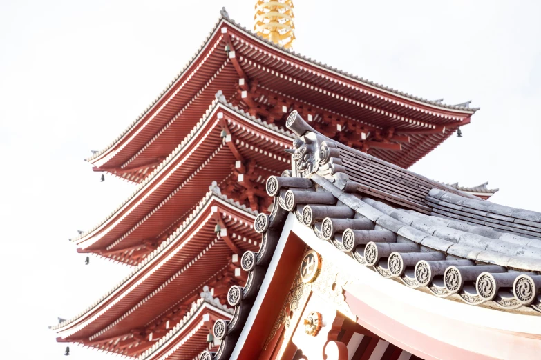 an ornate oriental structure with a sky background