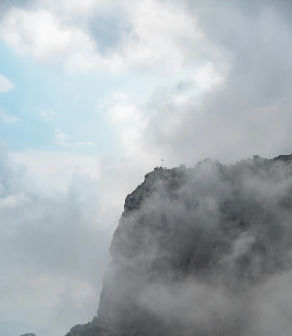 a group of birds sitting on top of a cliff