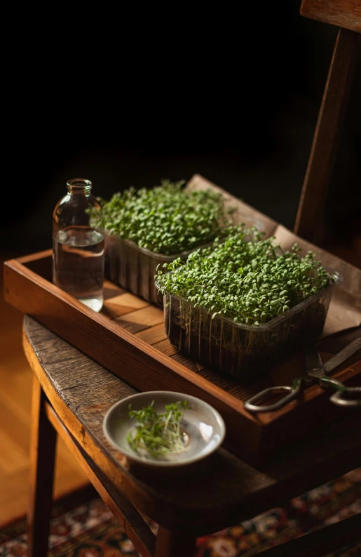 a table topped with two trays of food