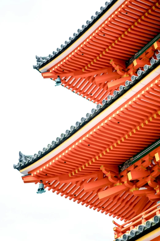 some orange and red buildings on top of each other