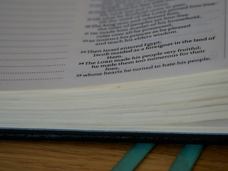 a book on the table with two green books