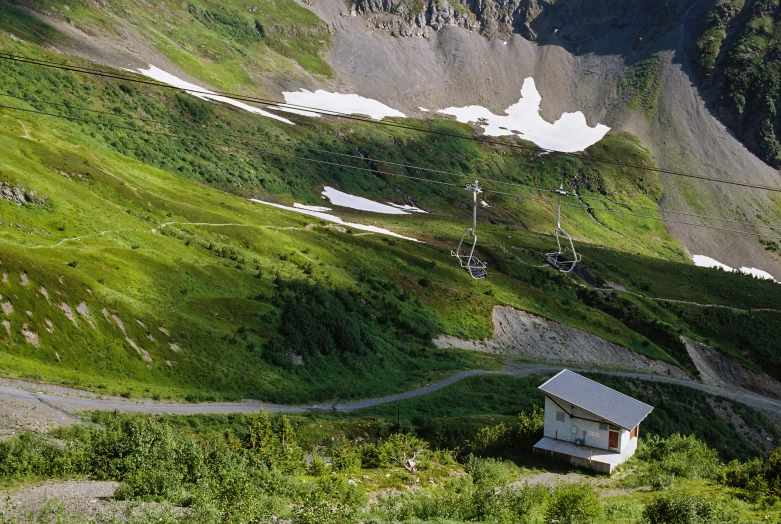 the trail leads to the top of the hill