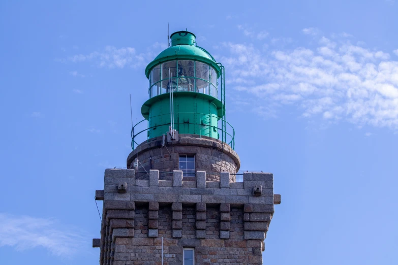 this is the top of a tower on a sunny day