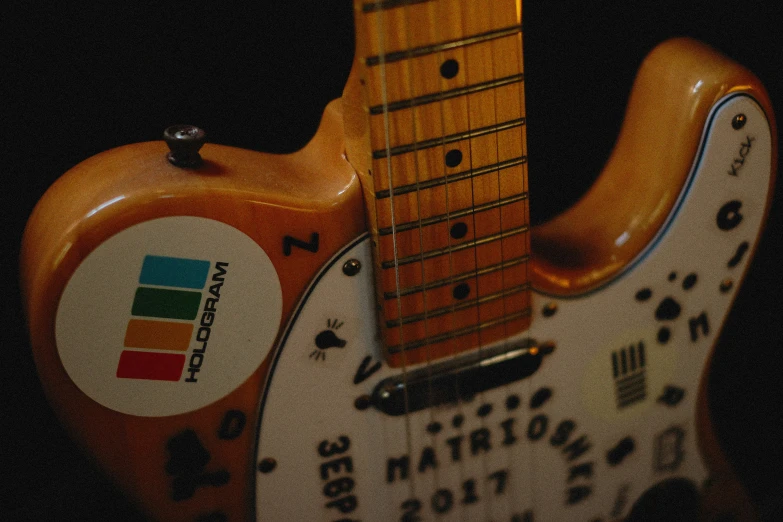 a close up s of a guitar's body