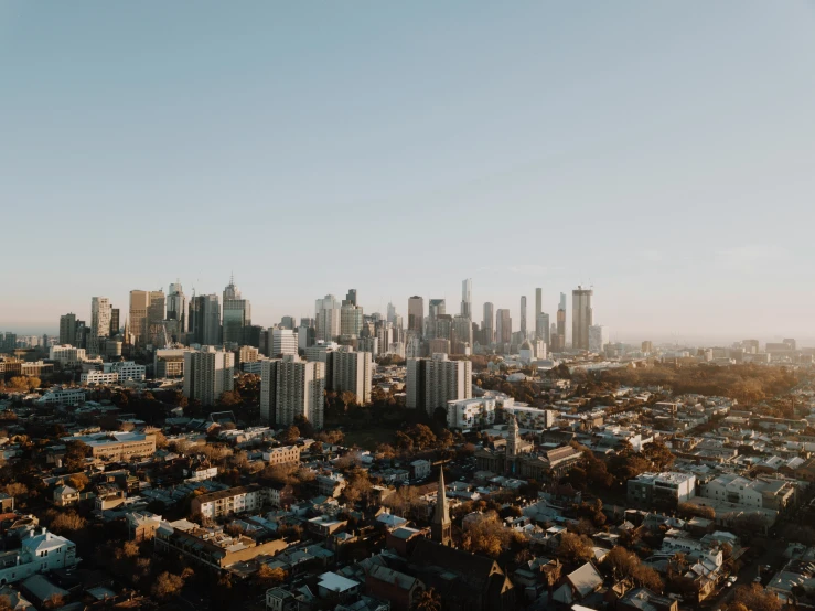 the city is being viewed from an elevated point