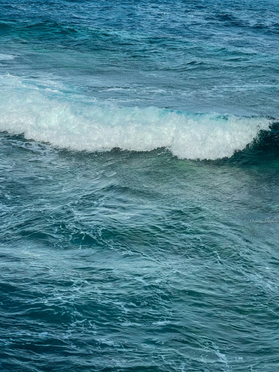 a surfboarder is riding on the blue waves