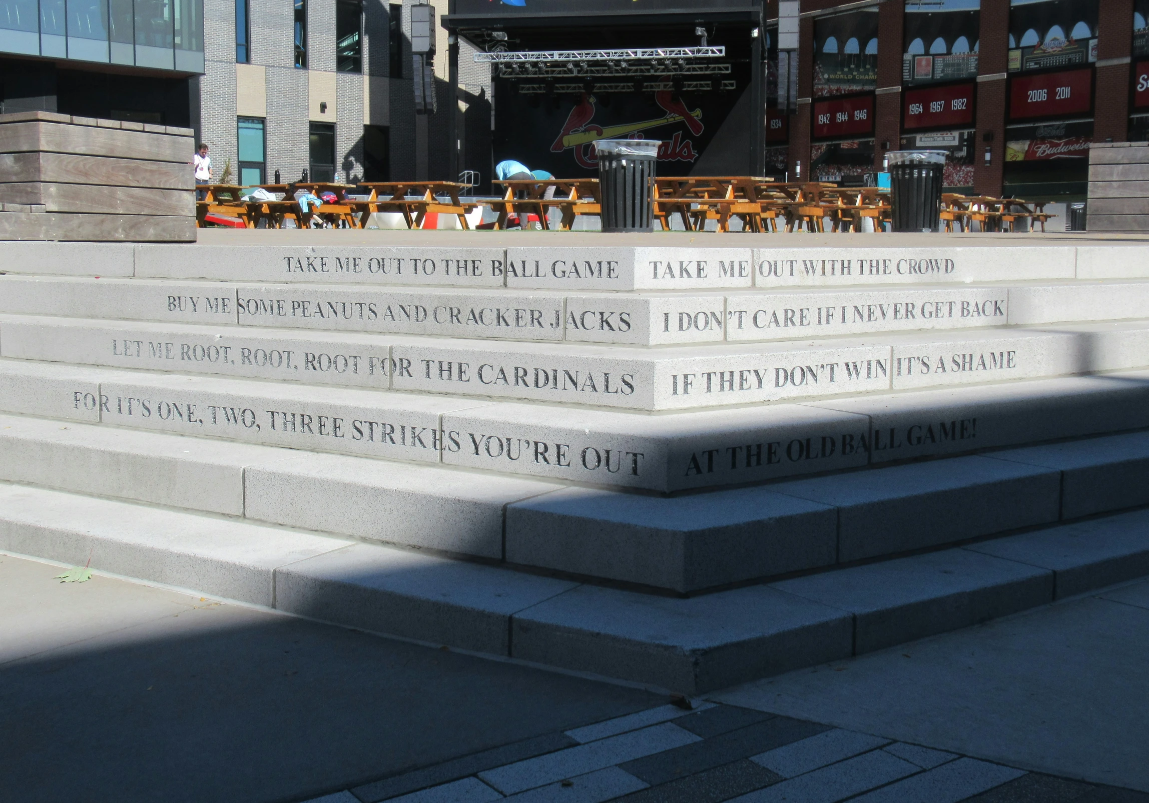 large steps that have writing on them