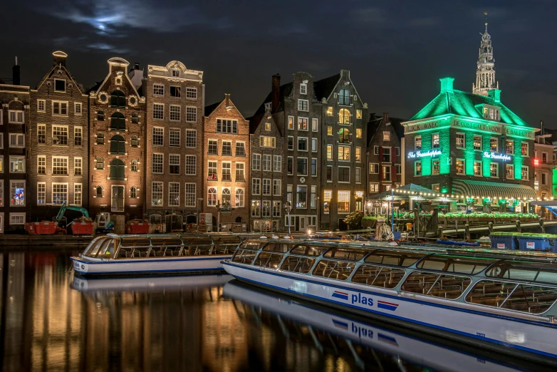 a city with some boats docked near the water