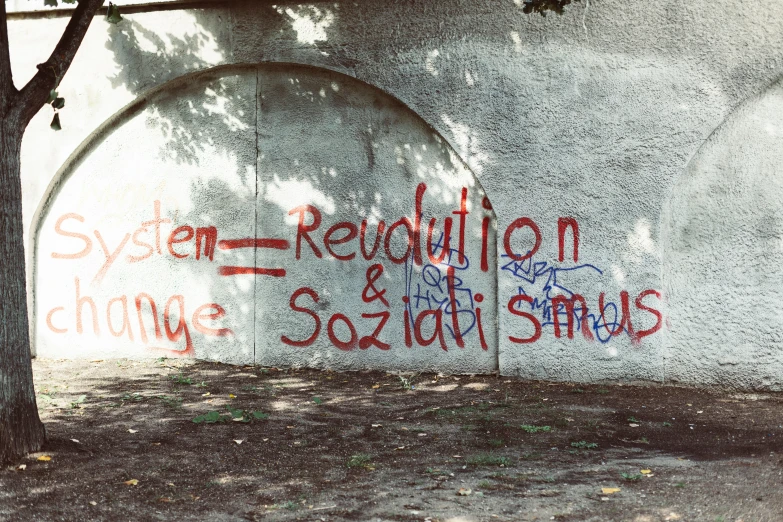 graffiti on a concrete wall that says sytian resolution change 3 squath strokes