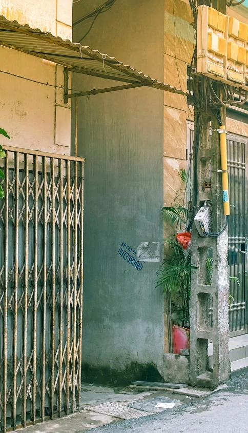 the exterior of a building and street sign in an urban area