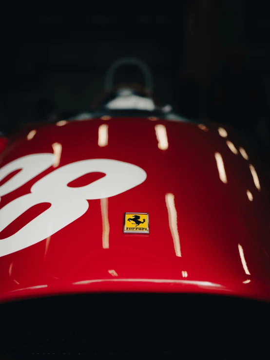 close up of the hood of a racing car