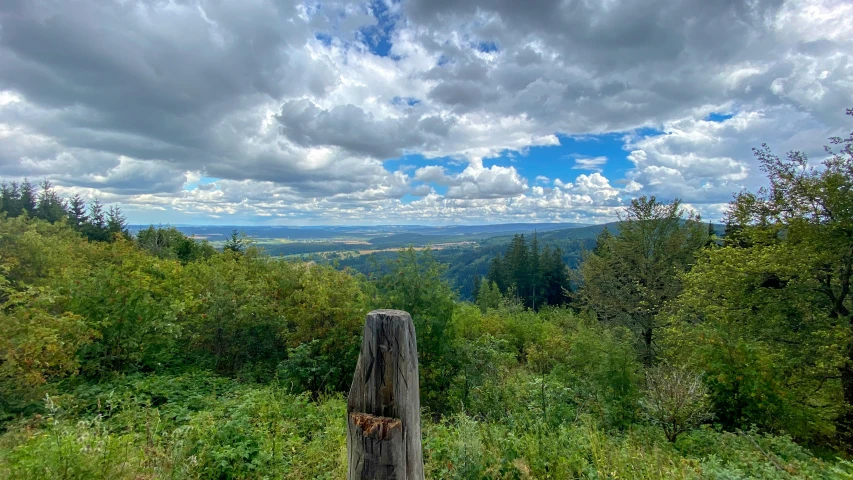 the view from the top of the hill looking at the valley