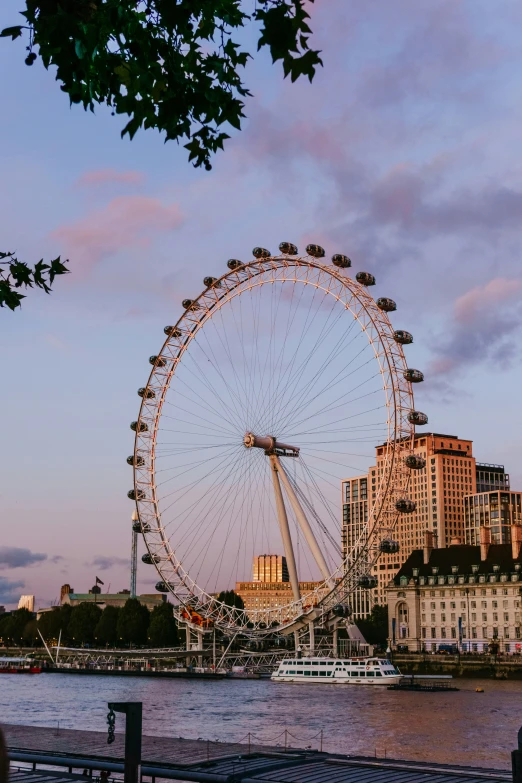 large ferris wheel against the sky and a skyline