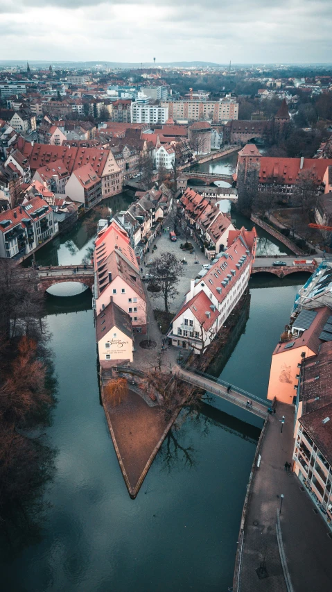 a view of a city with water and buildings