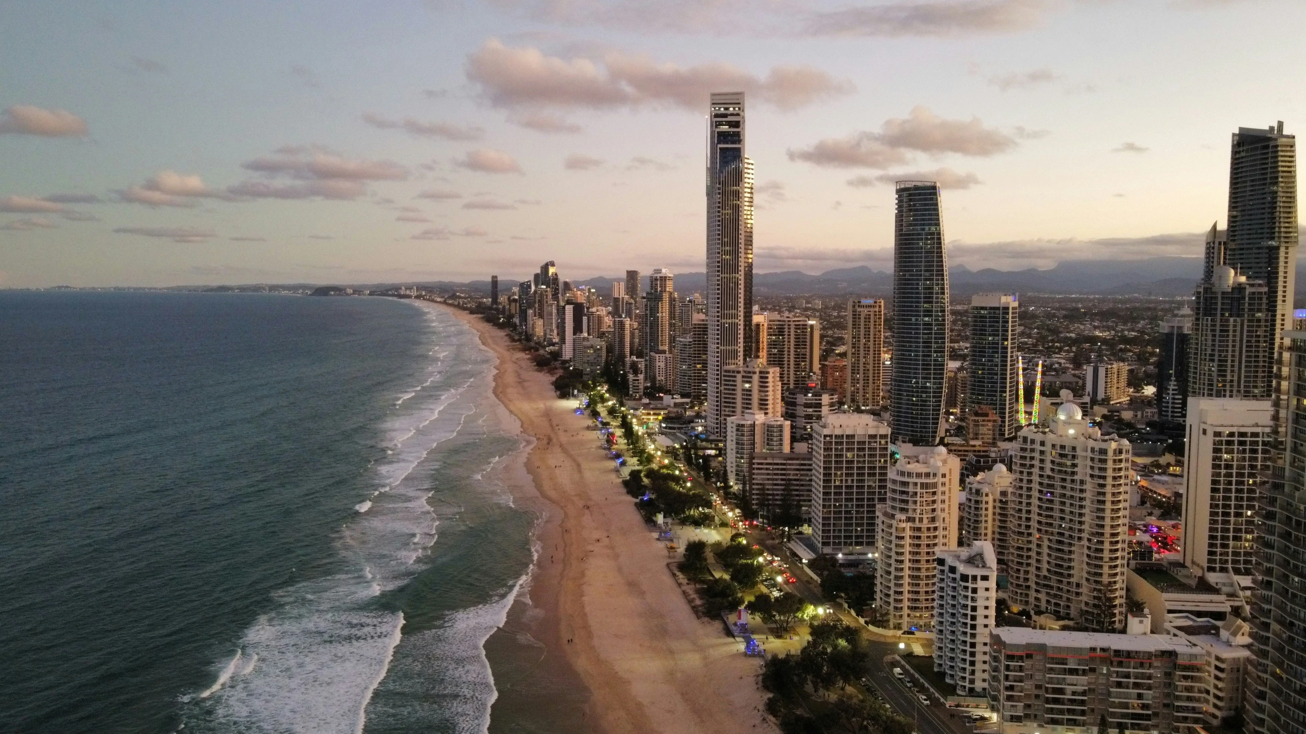 an aerial view of the city of gold coast