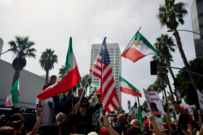 many people are protesting in a protest on a sunny day