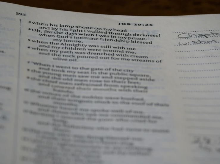 an open bible sitting on top of a table