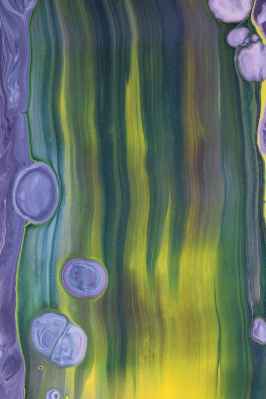 a painting shows colorful bubbles of water