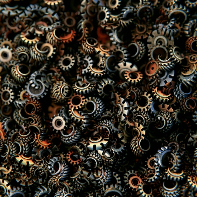 many gears are seen in this picture
