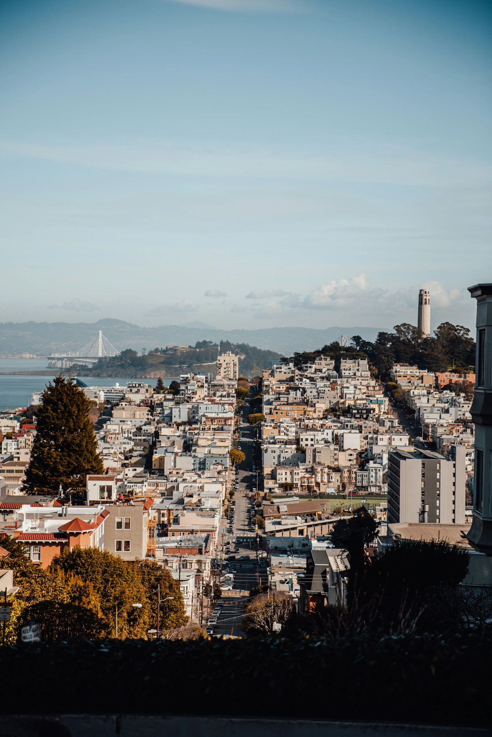 the view from above a city with buildings