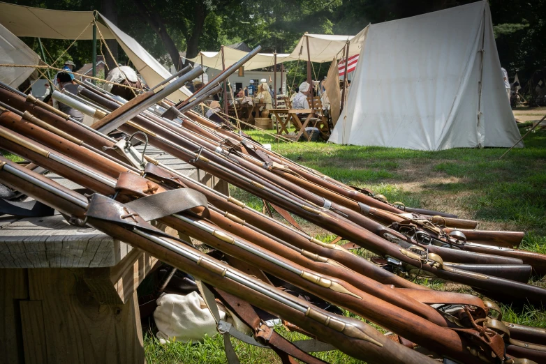 a bunch of wooden pipes are sitting in a line on the grass