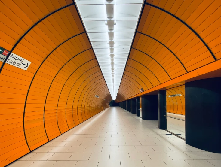 an orange tunnel is shown in this po