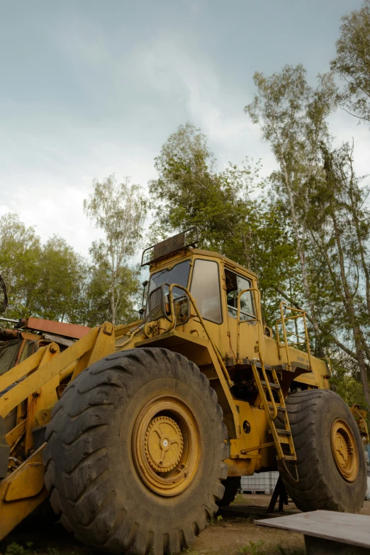 a large truck sitting in a park under some trees