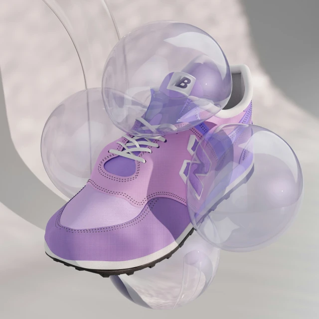 the purple shoe has been designed in some unusual way