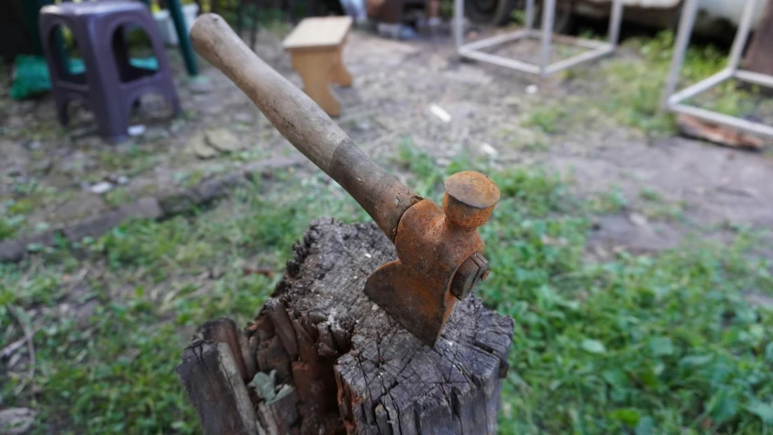 an old piece of wood is being pulled to the edge