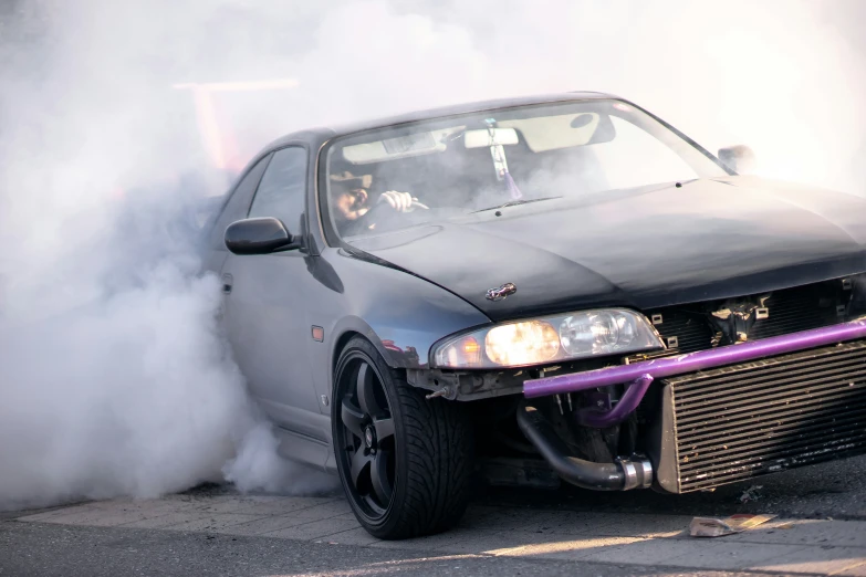 a car with smoke coming out of it